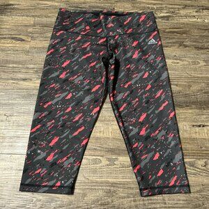Adidas Women Capri Legging Geometric Pants Polyester Multicolor Size L Climalite